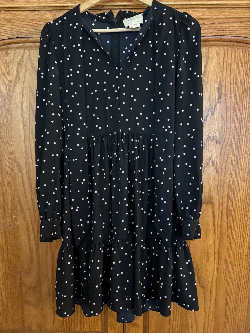 kate spade Black Polka Dot Long Sleeve Tiered Dress